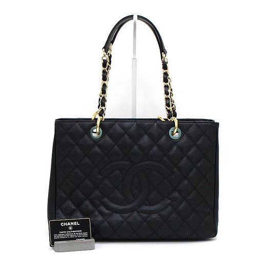 CHANEL グランドショッピング キャビア ブラック ゴールドチェーン ショルダーバッグ A50995 158116306 [P]