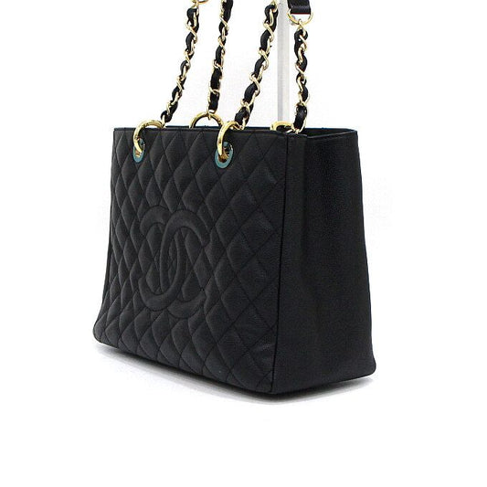 CHANEL グランドショッピング キャビア ブラック ゴールドチェーン ショルダーバッグ A50995 158116306 [P]