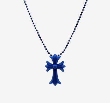 Chrome Hearts Unused Silikrome CH Cross Pendant Necklace Blue BTR5LJY5 158125926 [P]