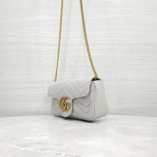 GUCCI Super Mini Kettenbeutel in Hellgrau 476433 158135285 [P]