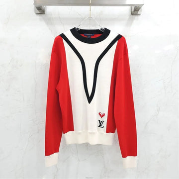 LOUIS VUITTON Roter Oldschool Farbblock Rundpullover 158163388 [P]