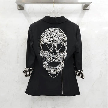 Philipp Plein Black Swarovski Skull Stud Jacket 158163451 [P]