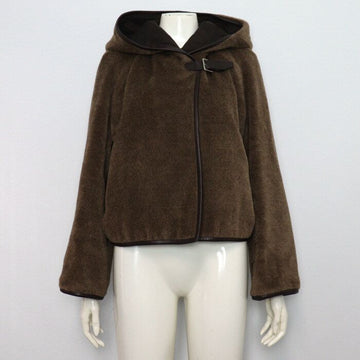 HERMES Brauner Alpaka-Mix Hoodie mit Kordelzug Cropped Damenjacke H4H0198DE 158173284 [P]