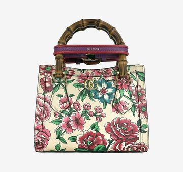 GUCCI Unbenutzte 707440 Blumenmuster Bambus Tote Bag Mini Elfenbein Mehrfarben F12VLTW3 158174054 [P]