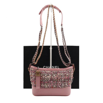 CHANEL Gabrielle Hobo Small Chain Shoulder Bag in Pink Tweed A91810 158192776 [P]