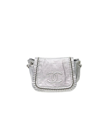 CHANEL Silver Big CC Flap Around Chain Shoulder Bag 63382 158193146 [P]