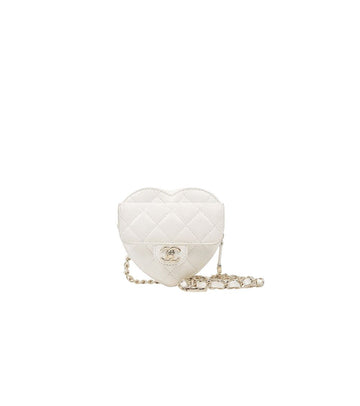CHANEL White Leather Heart Mini Belt Bag 64519 158193139 [P]