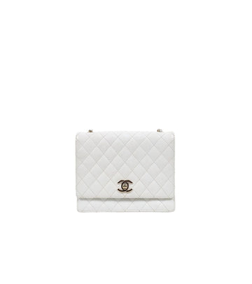 CHANEL Weiße gepolsterte CC Klappen-Umhängetasche 63384 158193182 [P]