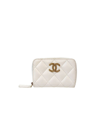 CHANEL ホワイトキャビアスキンジッパーカード財布 60352 158197201 [P]