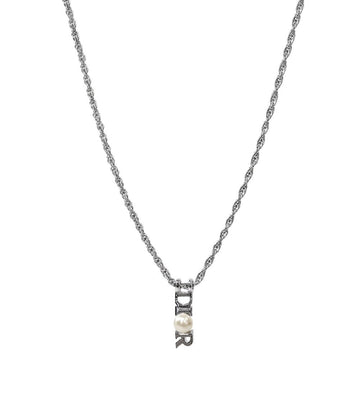 Dior Vertical Pearl Silver Necklace 63247 158197341 [P]