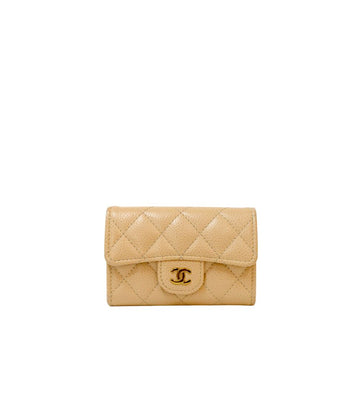 CHANEL Beige Caviar Skin Card Holder 60171 158197347 [P]