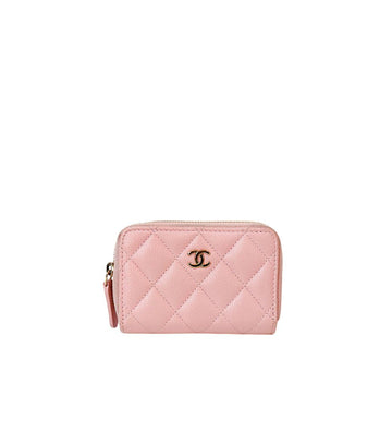 CHANEL ピンクキャビアスキンジッパーカード財布 59327 158197422 [P]