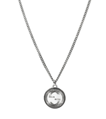 Gucci Round Interlocking G Silver Necklace 64018 158197514 [P]