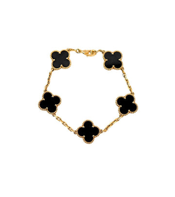 Van Cleef & Arpels Vintage Alhambra Onyx 5 Motifs Bracelet 63442 158197656 [P]