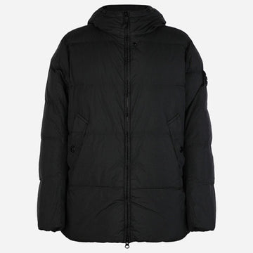 Stone Island Wrinkled Hooded Padded Jacket Black 158198956 [P]