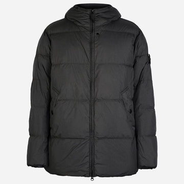 Stone Island Wrinkled Lap Hooded Padded Jacket Lead Grey 158199108 [P]