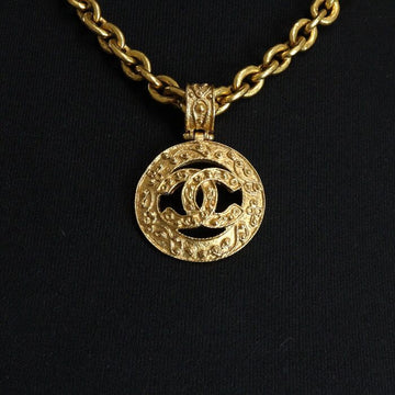 CHANEL Vintage runder Medaillon Kettenanhänger 94 Saison Gold CC Logo aa65651 158200274 [P]