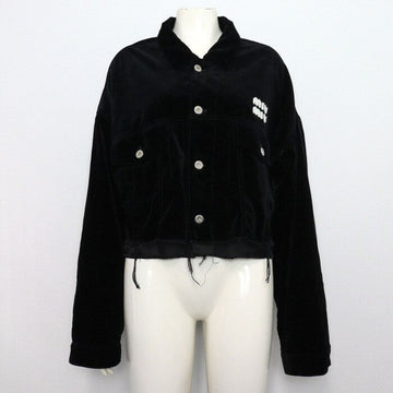 Miu Miu Corduroy Cropped Jacket in Black 65138 158202474 [P]