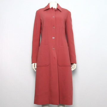Hermes Stitch Detail Two Pocket Pink Wool Women's Coat aa65000 158202661 [P]