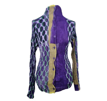 ISSEY MIYAKE Multi Stripe Pattern Texture Cardigan 2RE12U5H 155237123 [P]