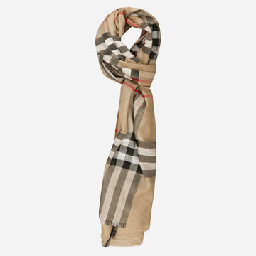 BURBERRY 6F Check Wolle Seide Schal Archiv Beige 8078779 A7026 158225542 [P]