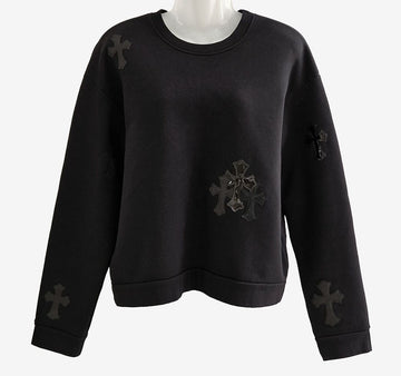 Chrome Hearts Unused Multi Leather Cross Patch Sweatshirt M Black KGH51YF8 157333330 [P]