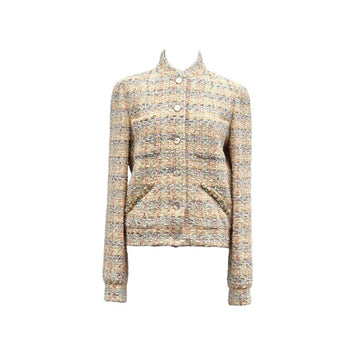 CHANEL Cotton Tweed Jacket Light Yellow 25C CHB072209 151516152 [P]