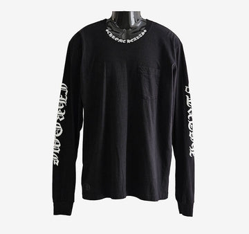 CHROME HEARTS Langarmshirt mit Neckprinting XL Schwarz OQH775TS 157178893 [P]