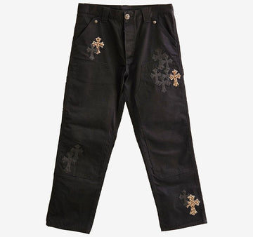 Chrome Hearts Leopard Leather Cross Patch Carpenter Pants Black 88XGMI7B 157178995 [P]