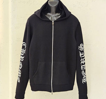 CHROME HEARTS レタリング刺繍カシミヤフーディージャケットブラックB1213C163 151516280 [P]