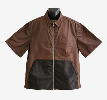 CHROME HEARTS Unused Nylon Leather Short Sleeve Jacket L Brown Poly 70EXW2LM 157179051 [P]