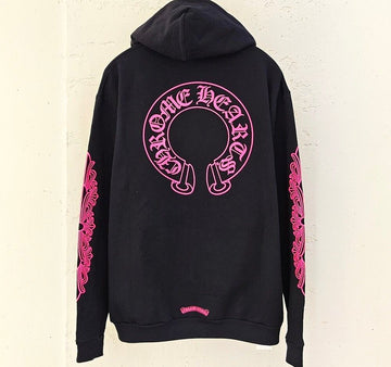 CHROME HEARTS ホースシュー ピンクロゴ フードジップアップ ブラック B1220C260 153551153 [P]