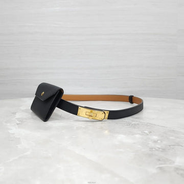 Hermes Kelly Pocket 18 Belt Bag Appson Black Gold H081120CC 158240448 [P]