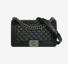 CHANEL Boy Bag Medium Black Silver 23 Series Lambskin IQWO674K 157216721 [P]