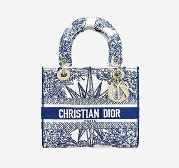 DIOR Unused M0565ORVX Lady Delight Tote Bag Rev D'Infini Embroidery Weiß Blau 6GTOUN 157179427 [P]