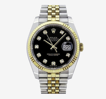 ROLEX デイトジャスト 10P ダイヤ イエローゴールド ブラック 36MM L6Z0PX0U 157265185 [P]