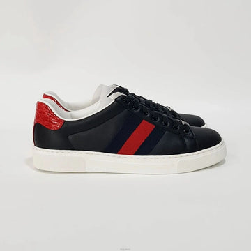 GUCCI Ace Sneaker Square Web Schwarz Leder 757892 158266328 [P]