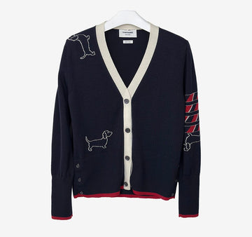 THOM BROWNE ヒクター インタージアウール カーディガン ネイビー FKC475A 158332140 [P]