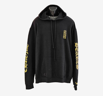 CHROME HEARTS ゴールド バーティカル ロゴ フーディ ブラック HRB257008C 158203044 [P]