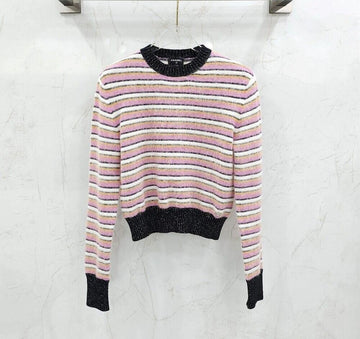 CHANEL Pink Pullover Stripe Knit 150101457 [P]