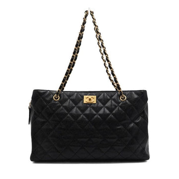 CHANEL Vintage Black Caviar Quilted Turnlock Shopper Tote Bag AA65701 158357922 [P]