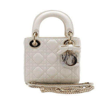 DIOR Mini Lady Tasche aus Lammleder mit Kannaž-Detail in Weiß 26 Saison 158357924 [P]
