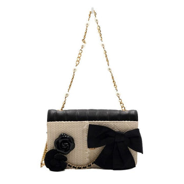 CHANEL Vintage Black Lambskin Tweed Shoulder Bag AA65697 158357928 [P]