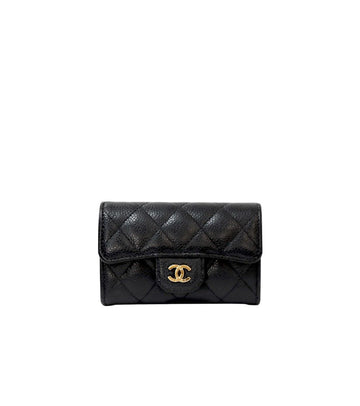 CHANEL Schwarze Kaviarleder Kreditkartenhalter 46999 155300643 [P]