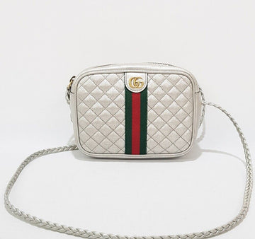 Gucci Ophidia Metallic Silver Quilted Crossbody Bag 60574136 [P]