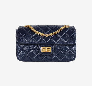 CHANEL Unused 2.55 Vintage Flap Mini Navy with Gold Hardware and Interior Chip 158372768 [P]
