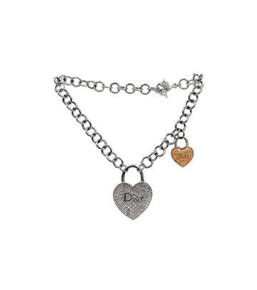 Dior Cubic Heart Lock Silver Bracelet 63240 158376350 [P]