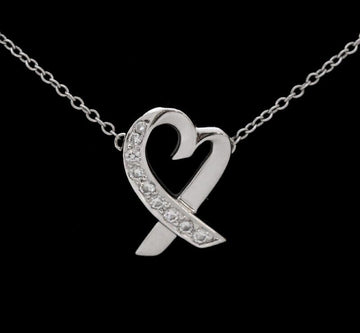 Tiffany & Co 18k Loving Heart 18K White Gold Diamond Necklace 7682976134 141878586 [P]