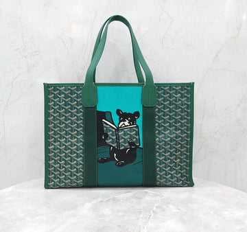 GOYARD MMジャカードキャンバスグリーントートバッグ 154697162 [P]