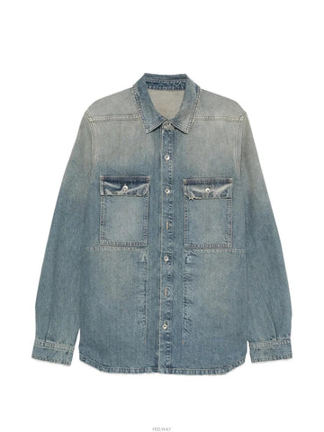 RICK OWENS Distressed gewaschenes Indigo Oberhemd DU01F4755 DWB 06 158394983 [P]